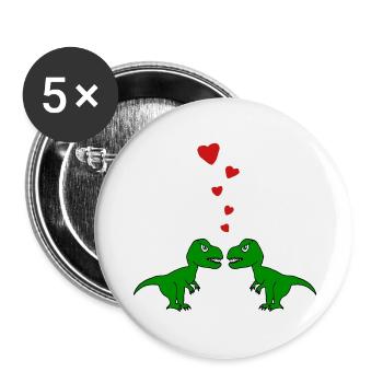 Tyrannosaurus TRex Liebespaar Liebe - Buttons groß 56 mm (5er Pack) - Weiß - Vorne