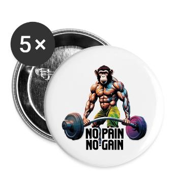 Bodybuilder / Sports / Fitness / Monkey / Muscles - Buttons large 2.2''/56 mm (5-pack) - white - Front