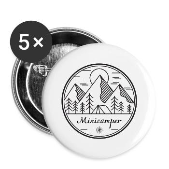 Minicamper schwarz - Buttons groß 56 mm (5er Pack) - Weiß - Vorne