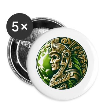 Ancien guerrier aztèque Terre d’or - Lot de 5 grands badges (56 mm) - blanc - Devant