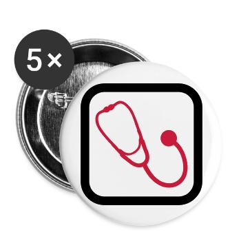 Doctor Stethoscope Outfit Medical Expertise - Buttons large 2.2''/56 mm (5-pack) - white - Front