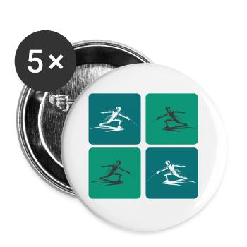 Fechten - Buttons groß 56 mm (5er Pack) - Weiß - Vorne
