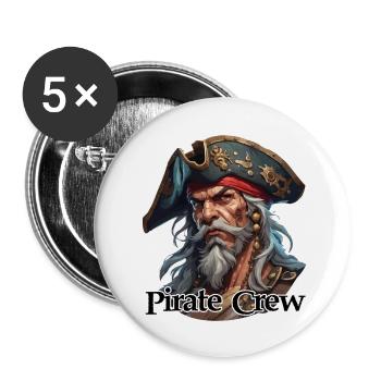 Pirat / Ahoi / Anker / Kapitän / Totenkopf / Rum - Buttons groß 56 mm (5er Pack) - Weiß - Vorne