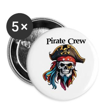 Pirat / Ahoi / Anker / Kapitän / Totenkopf / Rum - Buttons groß 56 mm (5er Pack) - Weiß - Vorne