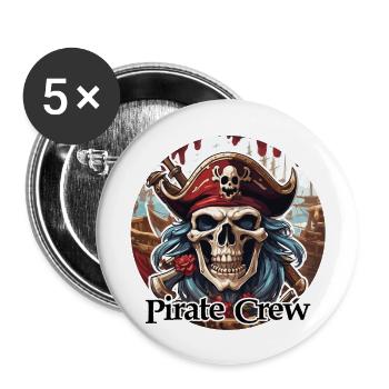 Piratin / Ahoi / Anker / Kapitän / Totenkopf / Rum - Buttons groß 56 mm (5er Pack) - Weiß - Vorne