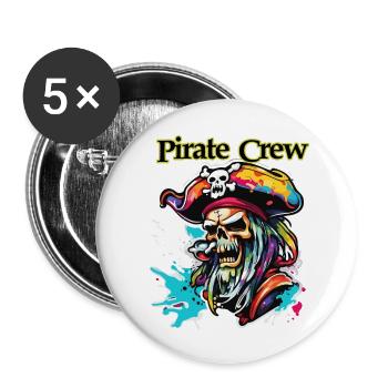 Pirat / Ahoi / Anker / Kapitän / Totenkopf / Rum - Buttons groß 56 mm (5er Pack) - Weiß - Vorne