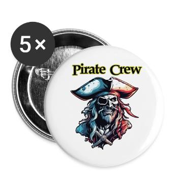 Pirat / Ahoi / Anker / Kapitän / Totenkopf / Rum - Buttons groß 56 mm (5er Pack) - Weiß - Vorne
