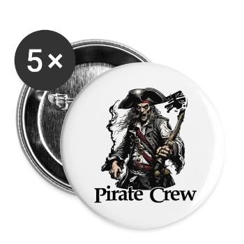 Pirat / Ahoi / Anker / Kapitän / Totenkopf / Rum - Buttons groß 56 mm (5er Pack) - Weiß - Vorne