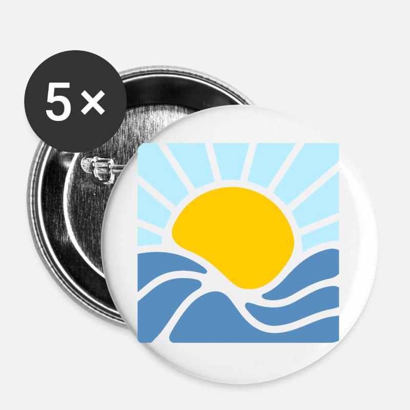 Sun, summer and sea - Buttons large 2.2''/56 mm (5-pack) - white
