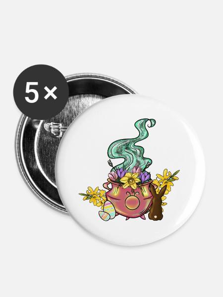 Ostara Cauldron - Buttons large 2.2''/56 mm (5-pack) - white