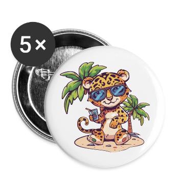 Palmier d’été de l’île Leopard - Lot de 5 grands badges (56 mm) - blanc - Devant