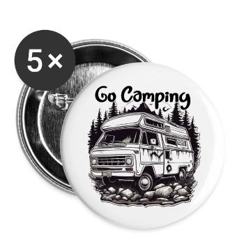 Camper / Wohnmobil / camping / Roadtrip / Travel - Buttons groß 56 mm (5er Pack) - Weiß - Vorne