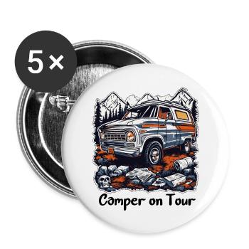 Camper / Motorhome / camping / Roadtrip / Travel - Buttons large 2.2''/56 mm (5-pack) - white - Front