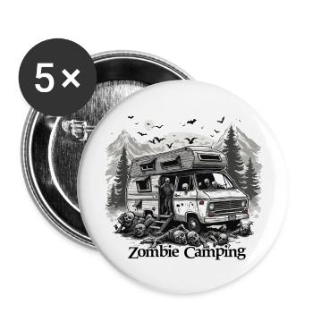 Camping-car / Camping-car / camping / Roadtrip / Voyage - Lot de 5 grands badges (56 mm) - blanc - Devant