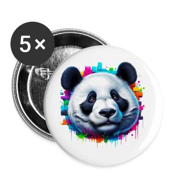 Panda - Buttons groß 56 mm (5er Pack) - Weiß - Vorne