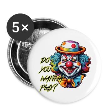 Clown / Circus / Carnival / Carnival / Playful - Buttons large 2.2''/56 mm (5-pack) - white - Front