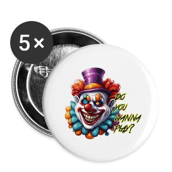 Clown / Zirkus / Fasching / Karneval / verspielt - Buttons groß 56 mm (5er Pack) - Weiß - Vorne