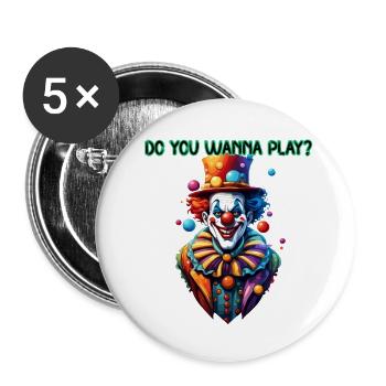 Clown / Circus / Carnival / Carnival / Playful - Buttons large 2.2''/56 mm (5-pack) - white - Front