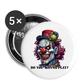 Clown / Zirkus / Fasching / Karneval / verspielt - Buttons groß 56 mm (5er Pack) - Weiß - Vorne