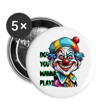 Clown / Circus / Carnival / Carnival / Playful - Buttons large 2.2''/56 mm (5-pack) - white - Front
