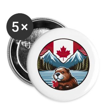 Kanada Bieber 2 - Buttons groß 56 mm (5er Pack) - Weiß - Vorne