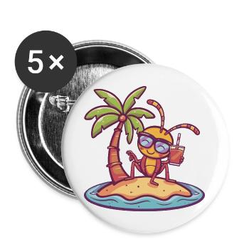 Ant Summer Holiday - Buttons large 2.2''/56 mm (5-pack) - white - Front