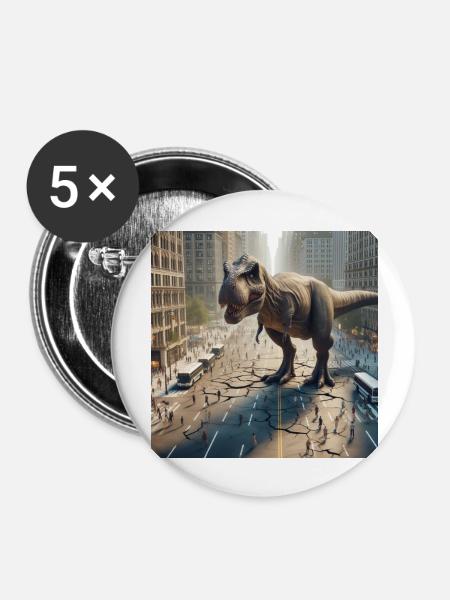 T-Rex - Buttons groß 56 mm (5er Pack) - Weiß