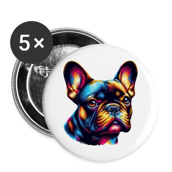 Bouledogue français - Lot de 5 grands badges (56 mm) - blanc - Devant