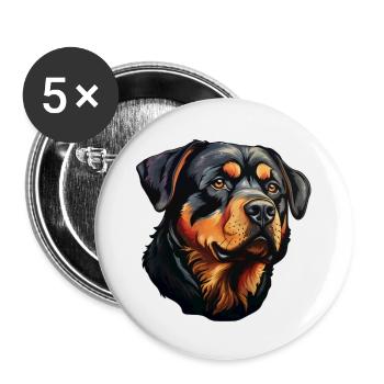 Rottweilerkopf - Buttons large 2.2''/56 mm (5-pack) - white - Front