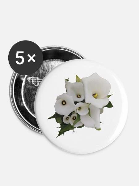 WEISSE CALLAS - Buttons groß 56 mm (5er Pack) - Weiß