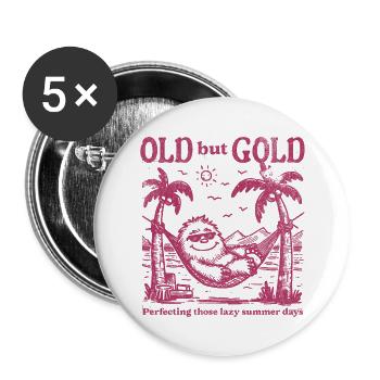 Old but Gold Chill with the Yeti - Buttons large 2.2''/56 mm (5-pack) - white - Front