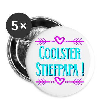 Vatertag Stiefpapa - Buttons groß 56 mm (5er Pack) - Weiß - Vorne