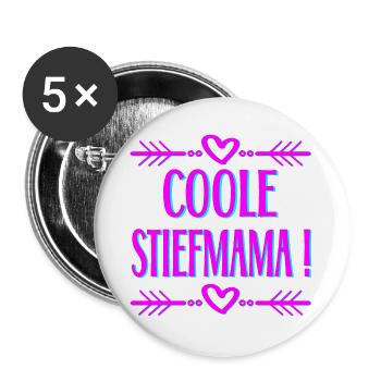 MUTTERTAG STIEFMAMA - Buttons groß 56 mm (5er Pack) - Weiß - Vorne