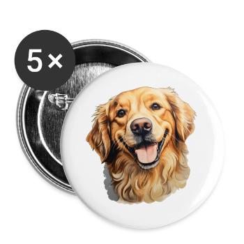 Tête de Golden Retriever - Lot de 5 grands badges (56 mm) - blanc - Devant