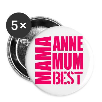 Muttertag Mehrsprachigkeit - Buttons groß 56 mm (5er Pack) - Weiß - Vorne