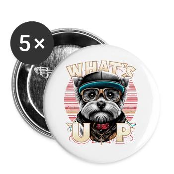 West Highland White Terrier Gangsta Dog Gift - Buttons large 2.2''/56 mm (5-pack) - white - Front