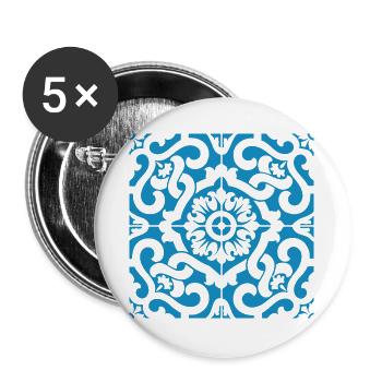 Portugal Blue Tiles 1 - Buttons large 2.2''/56 mm (5-pack) - white - Front
