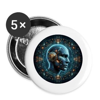 Artificial Intelligence Cyber Head Tech - Buttons large 2.2''/56 mm (5-pack) - white - Front