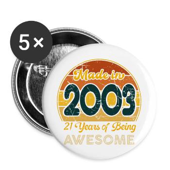 Born in 2003 - Vintage 2003 Retro Birthday - Buttons large 2.2''/56 mm (5-pack) - white - Front