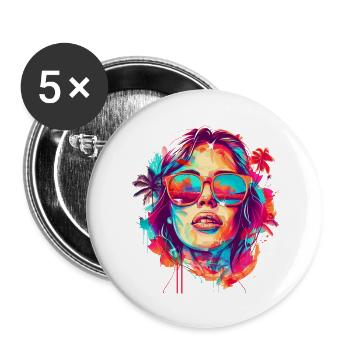 Summer goddess sun, fun and style! - Buttons large 2.2''/56 mm (5-pack) - white - Front
