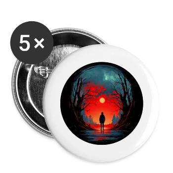 Schattenhafte Gestalt in gruseligem Wald - Buttons groß 56 mm (5er Pack) - Weiß - Vorne