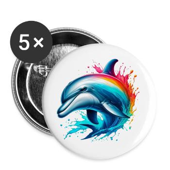 Dauphin - Lot de 5 grands badges (56 mm) - blanc - Devant