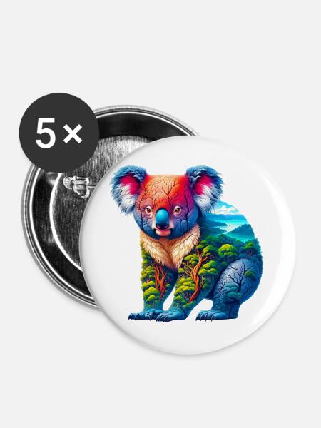 Koala - Buttons groß 56 mm (5er Pack) - Weiß