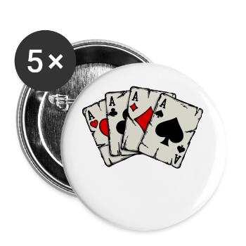 Jeux d’argent Casino Poker Jeu de cartes Jeux d’argent Poker - Lot de 5 grands badges (56 mm) - blanc - Devant
