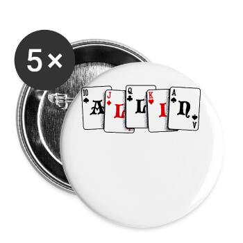 Jeux de cartes Jeux de hasard Casino Poker Jeux de hasard Poker - Lot de 5 grands badges (56 mm) - blanc - Devant