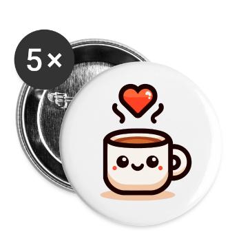 Cheery Cuppa: Ein Schluck Liebe - Buttons groß 56 mm (5er Pack) - Weiß - Vorne