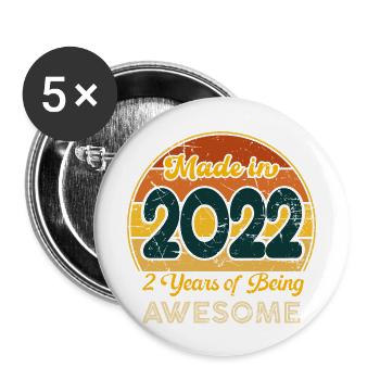 Geboren im Jahr 2022 - Vintage 2022 Retro Geburtstag - Buttons groß 56 mm (5er Pack) - Weiß - Vorne