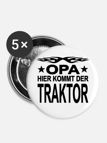 Traktor - Buttons groß 56 mm (5er Pack) - Weiß