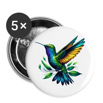 Colibri - Lot de 5 grands badges (56 mm) - blanc - Devant