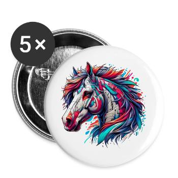 Horse - Buttons large 2.2''/56 mm (5-pack) - white - Front